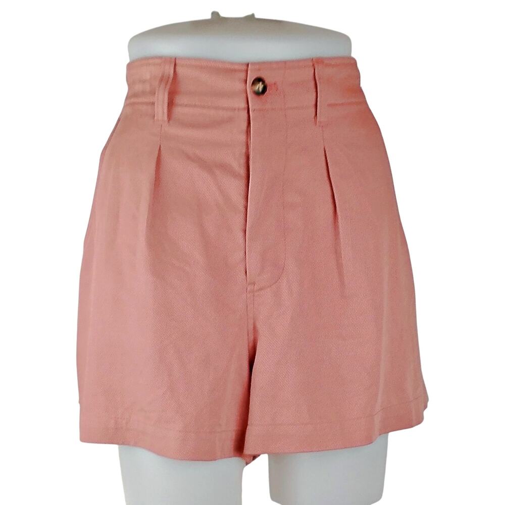 Madewell The Neale Short Sz 10 Drapeweave Dried Rose Pink High Rise Pleated - Picture 2 of 9